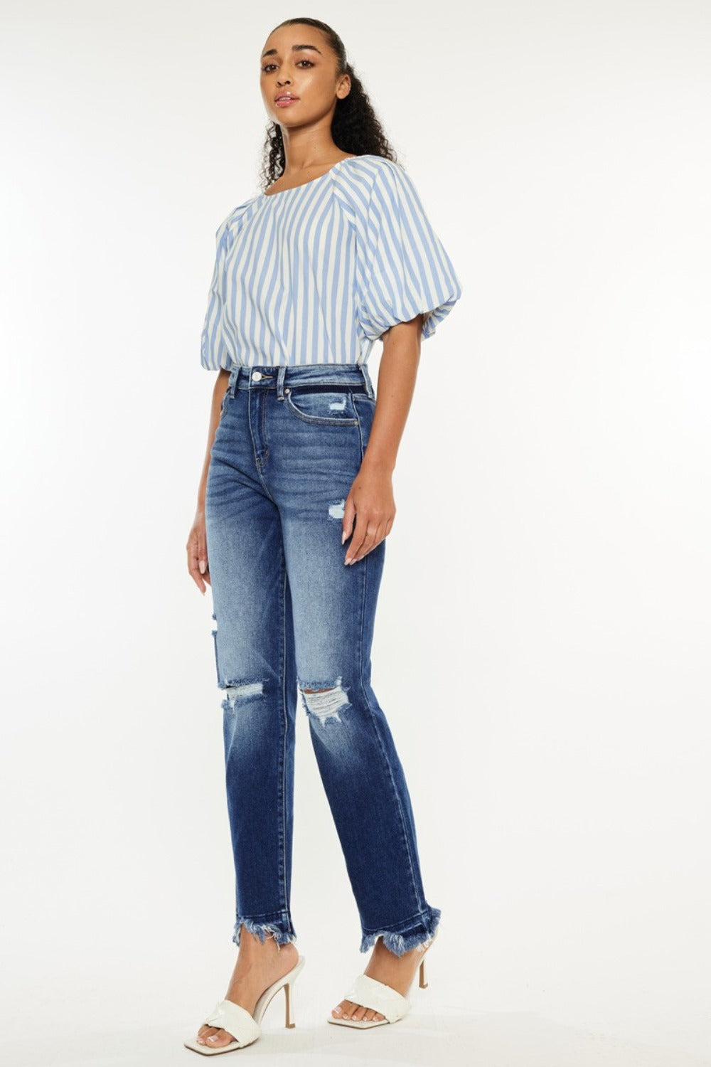 Kancan High Rise Distressed Slim Straight Jeans Bottoms Bottoms Clothing Kancan Ship from USA Women Trendsi https://www.cyberehub.com