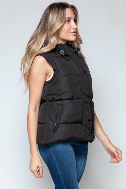 Snobbish Snap and Zip Closure Hooded Vest Shirt Apparel Clothing Tops price-change-job-active Ship from USA Shirts Snobbish USA Women Trendsi https://www.cyberehub.com