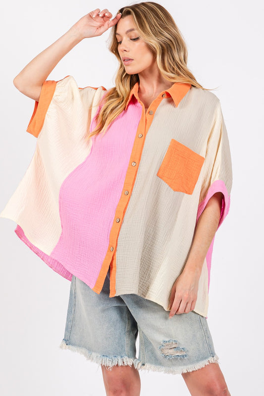 SAGE + FIG Full Size Color Block Button-Down Shirt MULTI Tops/Jackets/Sweaters Clothing Tops SAGE+FIG Ship from USA TikTok Trendsi USPS Walmart Trendsi https://www.cyberehub.com