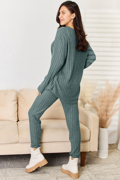 Basic Bae Full Size Notched Long Sleeve Top and Pants Set Apparel/Tops Basic Bae Ship from USA TikTok Tops Trendsi USPS Walmart Walmart Apparel Trendsi https://www.cyberehub.com
