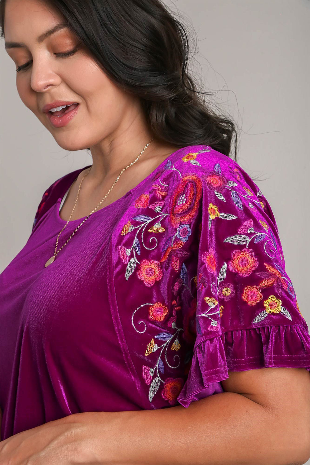 Umgee Full Size Velvet Embroidery Short Sleeve Blouse Apparel Apparel Ship from USA TikTok Trendsi Umgee USA Trendsi https://www.cyberehub.com