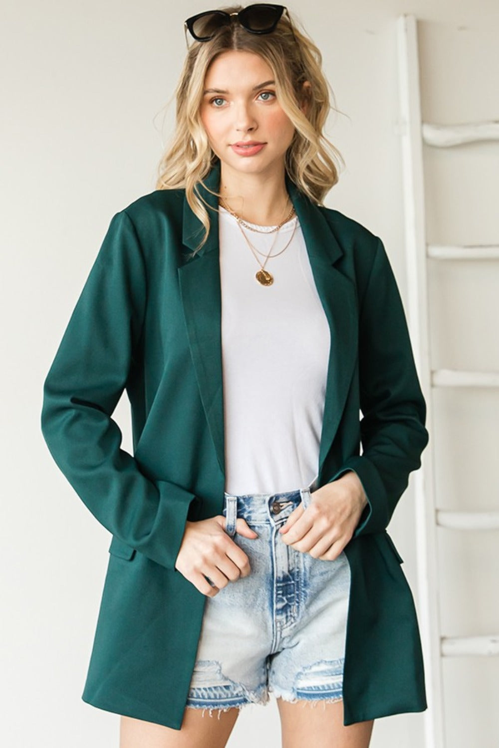 First Love Full Size Open Front Long Sleeve Blazer with Pockets Hunter Green Shirt Apparel Clothing Tops First Love Ship from USA Shirts USA Women Trendsi https://www.cyberehub.com