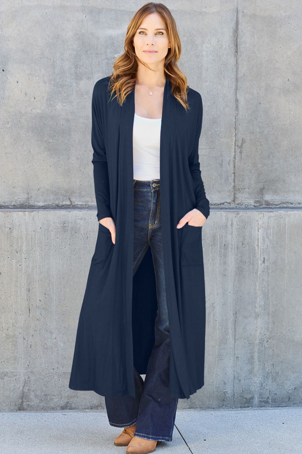 Basic Bae Full Size Open Front Long Sleeve Cover Up Dark Blue Apparel/Tops Basic Bae Memorial Day Sale Ship from USA TikTok Tops Trendsi USPS Walmart Walmart Apparel Trendsi https://www.cyberehub.com