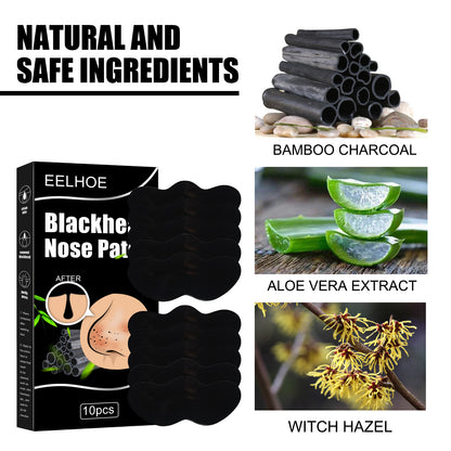 EELHOE Black Pig Nose Patch, Bamboo Charcoal Remove Blackhead Acne Tear Nose Mask Patch Health Eprolo https://www.cyberehub.com