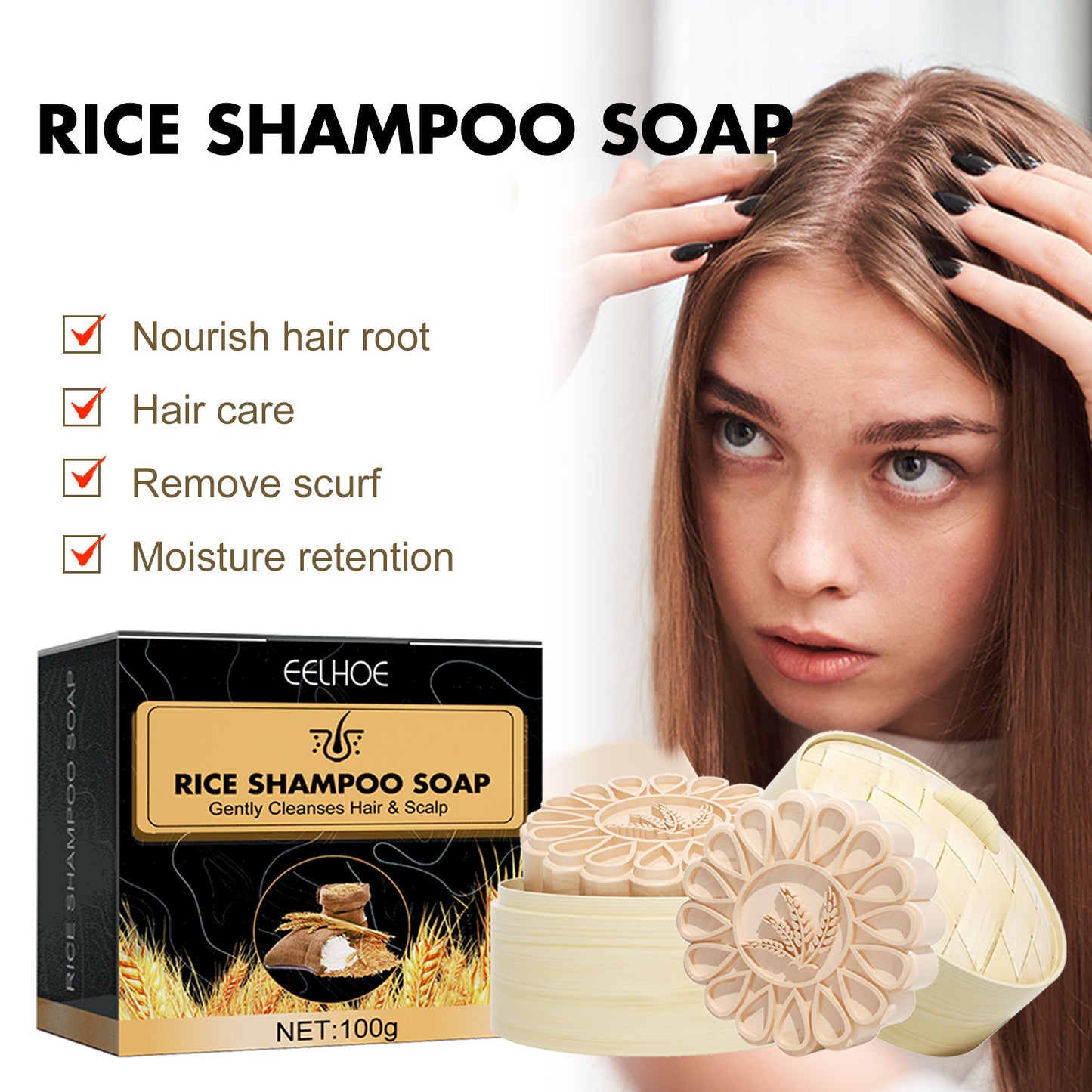 Rice Anti-Slip Shampoo Soap, Moisturizes Scalp Cleans Hair Repairs Damaged Hair And Strengthens Hair Shampoo Soap Health Eprolo https://www.cyberehub.com