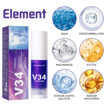 V34 Toothpaste, Whitening Teeth Clean Care Gums Fresh Breath Press Toothpaste Health Eprolo https://www.cyberehub.com