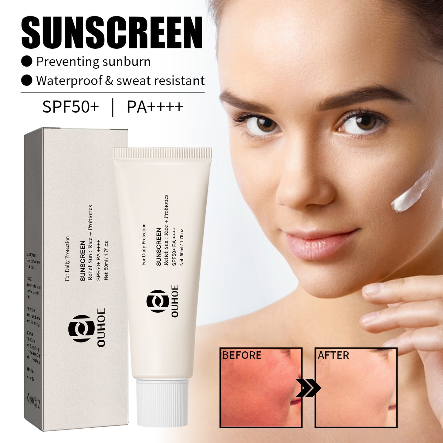 Rice Probiotic Protective Cream, Refreshing Anti-UV Moisturizing Face Protective Cream Health Eprolo https://www.cyberehub.com