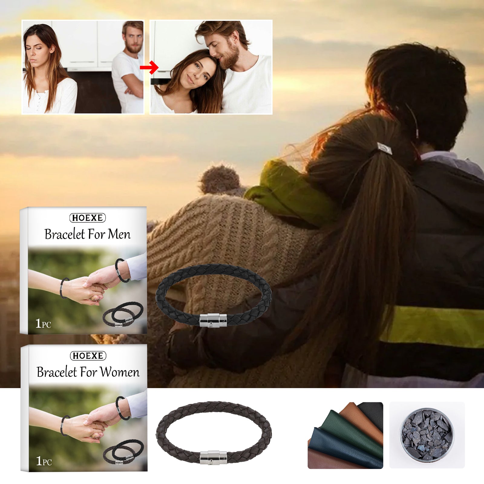 Couple Bracelet, Pu Leather Rope Woven Men's And Women's Style Personality Simple Style Couple Bracelet Fashion Accessories HOEXE eprolo https://www.cyberehub.com