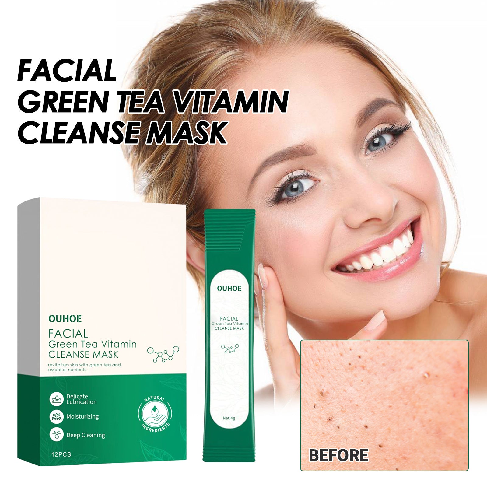 Facial Green Tea Vitamin Cleanse Mask, Facial Acne Deep Moisturizing Smear Delicate Pores Tender Skin Health Eprolo https://www.cyberehub.com