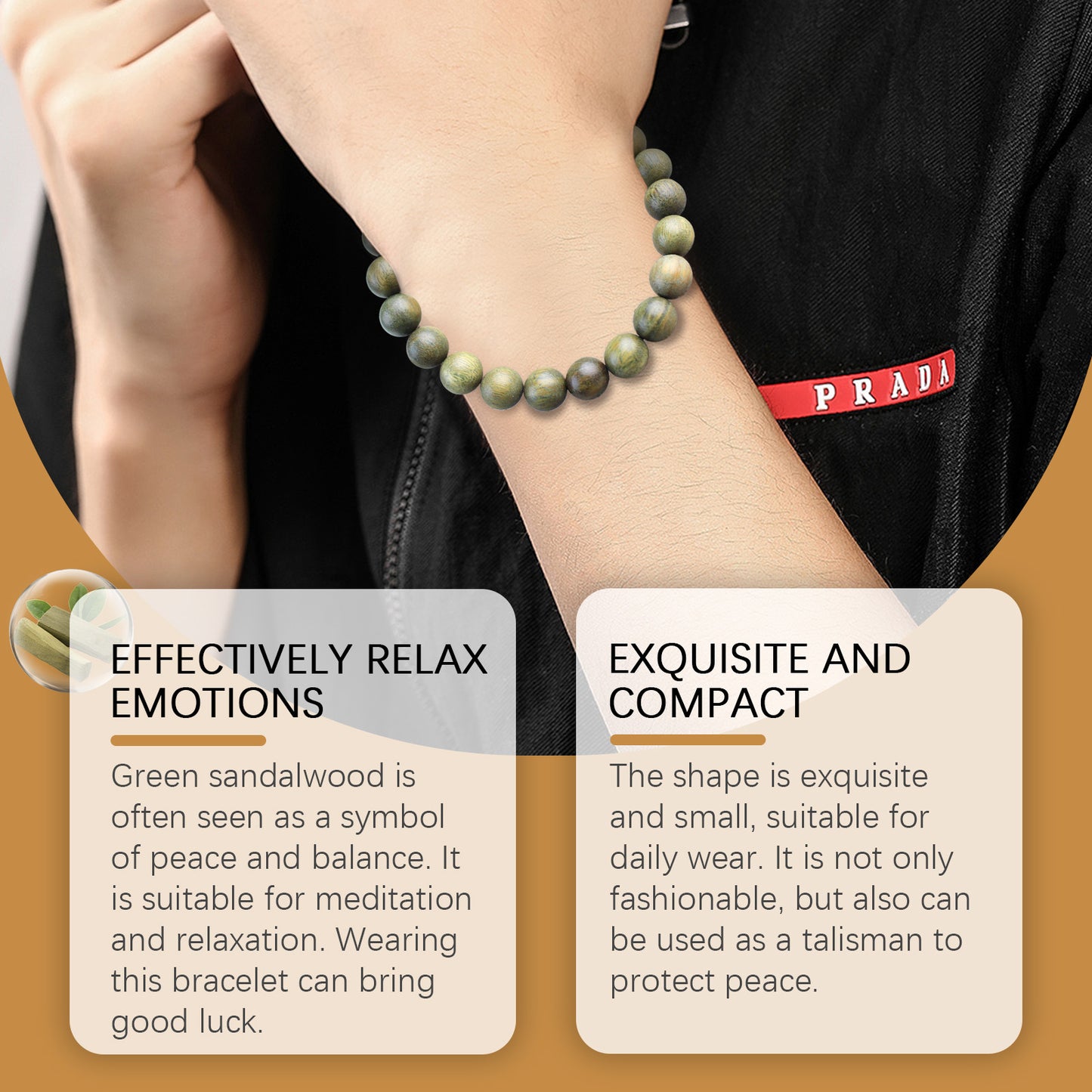Green Sandalwood Bracelet Trend Fashion Elegant Portable Durable Good-Looking Niche Design Bracelet HOEXE eprolo https://www.cyberehub.com