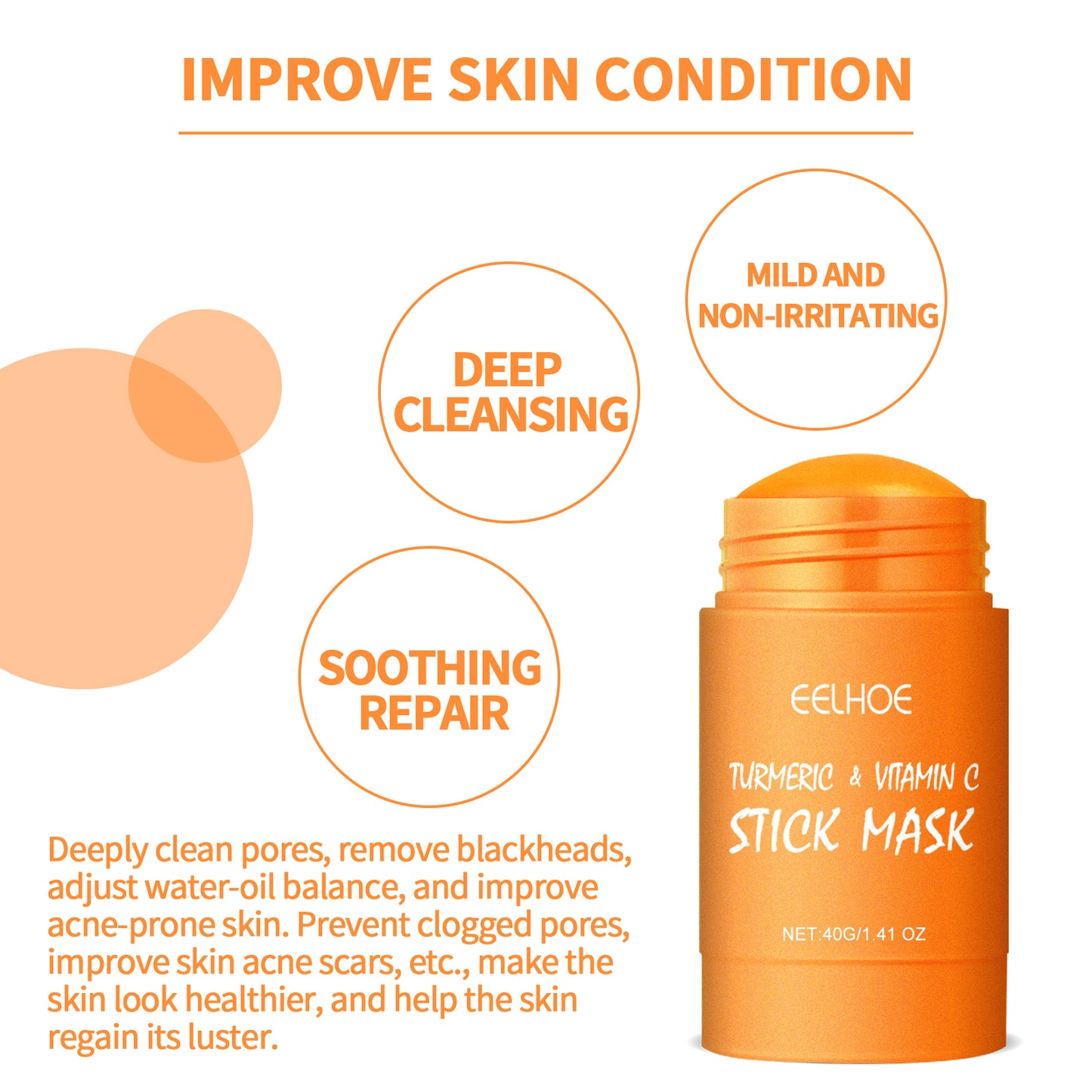 Ginger Yellow Mud Facial Mask Stick, Acne Removing Pore Shrinking Cleaning Solid Facial Mask Health Eprolo https://www.cyberehub.com