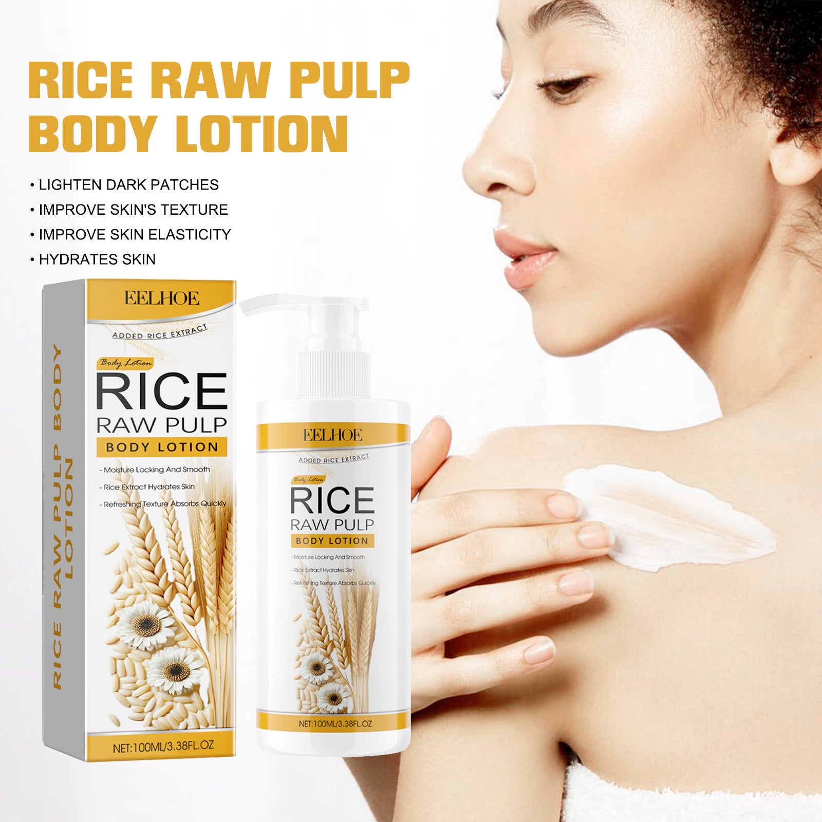 Rice Raw Pulp Body Lotion, Light Black Anti-Dryness Tender Bright And White Body Lotion Health Eprolo https://www.cyberehub.com