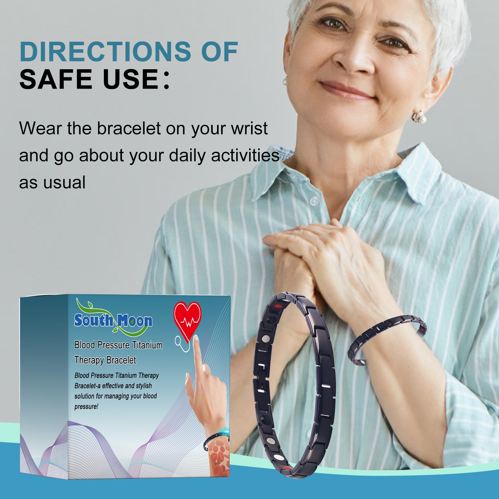 Blood Pressure Titanium Therapy Bracelet, Lightheadedness Relief Body Discomfort Capsule Body Care Bracelet SOUTH MOON eprolo https://www.cyberehub.com