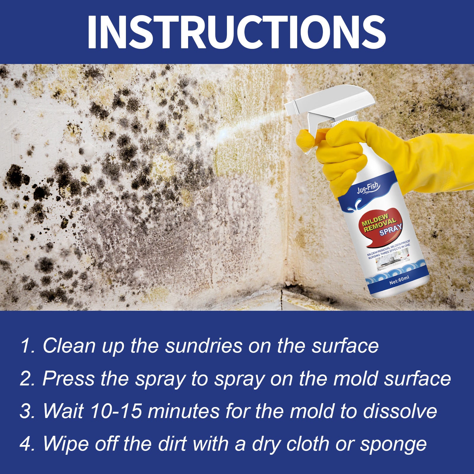 Jue-Fish Mildew Remover, Wall Toilet Wash Basin Mildew Removal Spray Home & Garden Home Goods Eprolo https://www.cyberehub.com