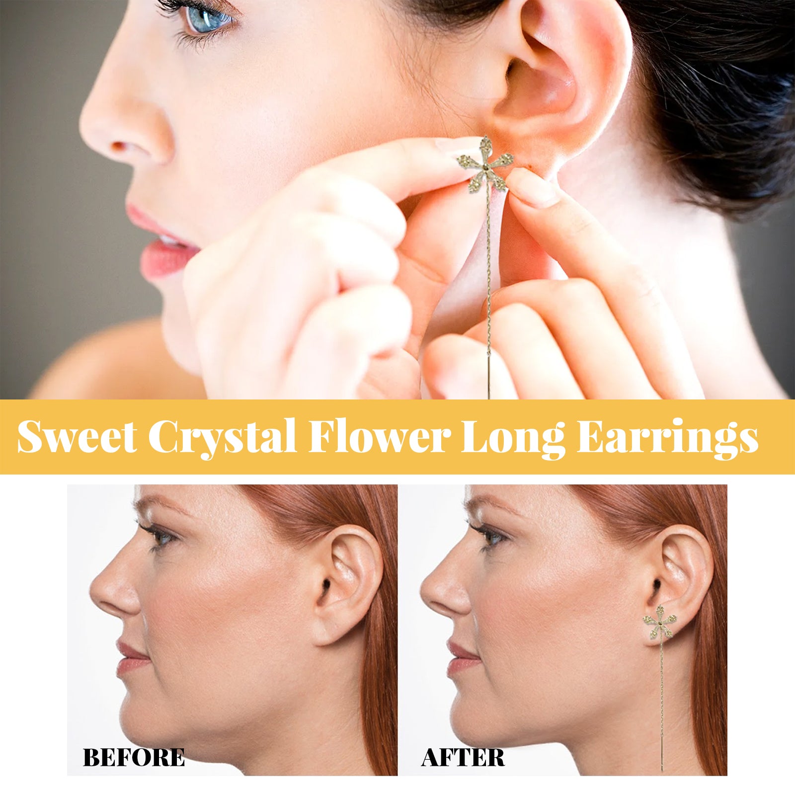 Sweet Crystal Flower Long Earrings, Ear Acupoint Earrings Niche Fashion Small Fresh And Cute Earrings HOEXE eprolo https://www.cyberehub.com