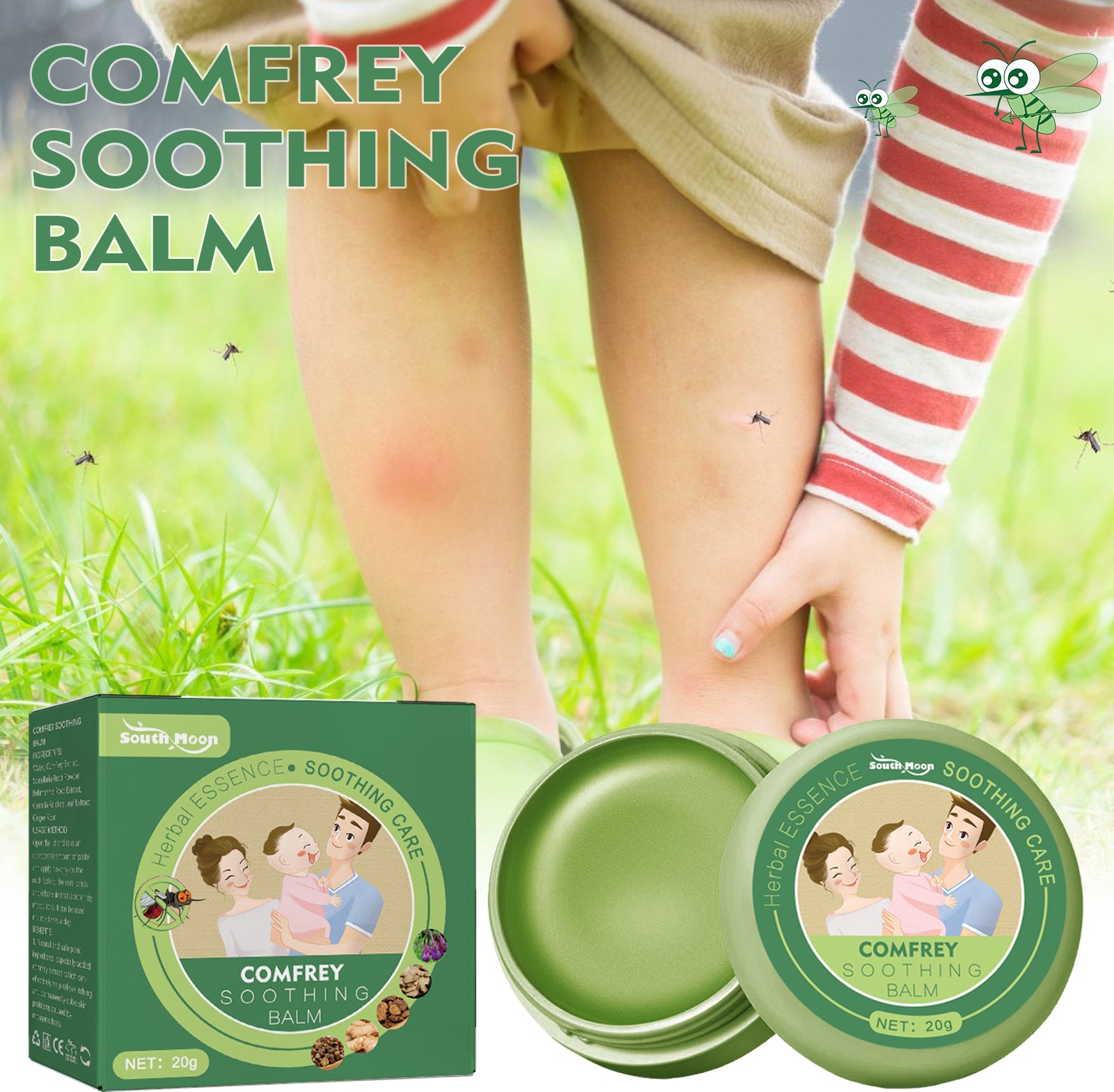 Comfrey Soothing Balm, Anti-bites Anti-itch Skin Repair Children Repellent Mosquito Care Cream default title Health Eprolo https://www.cyberehub.com