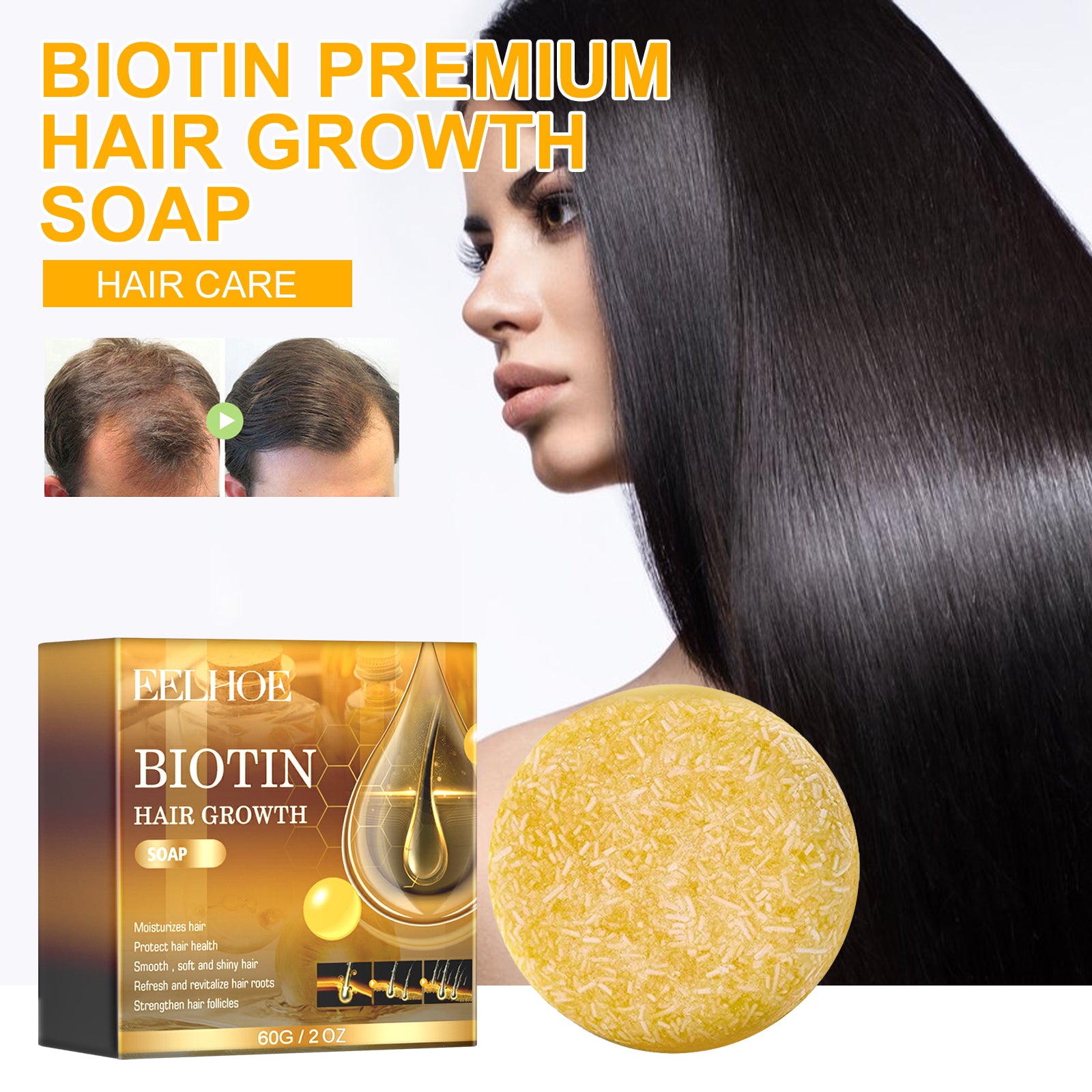Biotin Premium Hair Growth Soap, Strong And Moisturizing Hair Root To Reduce Dryness Smooth Beautiful Clean Hair Soap Health & Beauty Health Eprolo https://www.cyberehub.com