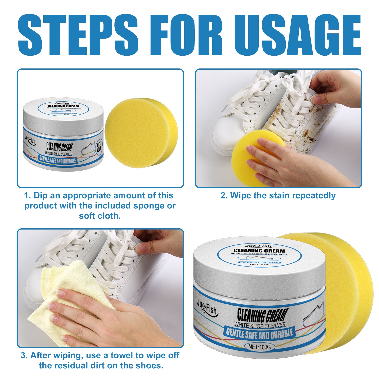 Jue-Fish Small White Shoes Cleaning Cream, Strong Decontamination Cleaning Cream Wash Sports Canvas Shoes To Remove Stains Home & Garden Home Goods Eprolo https://www.cyberehub.com