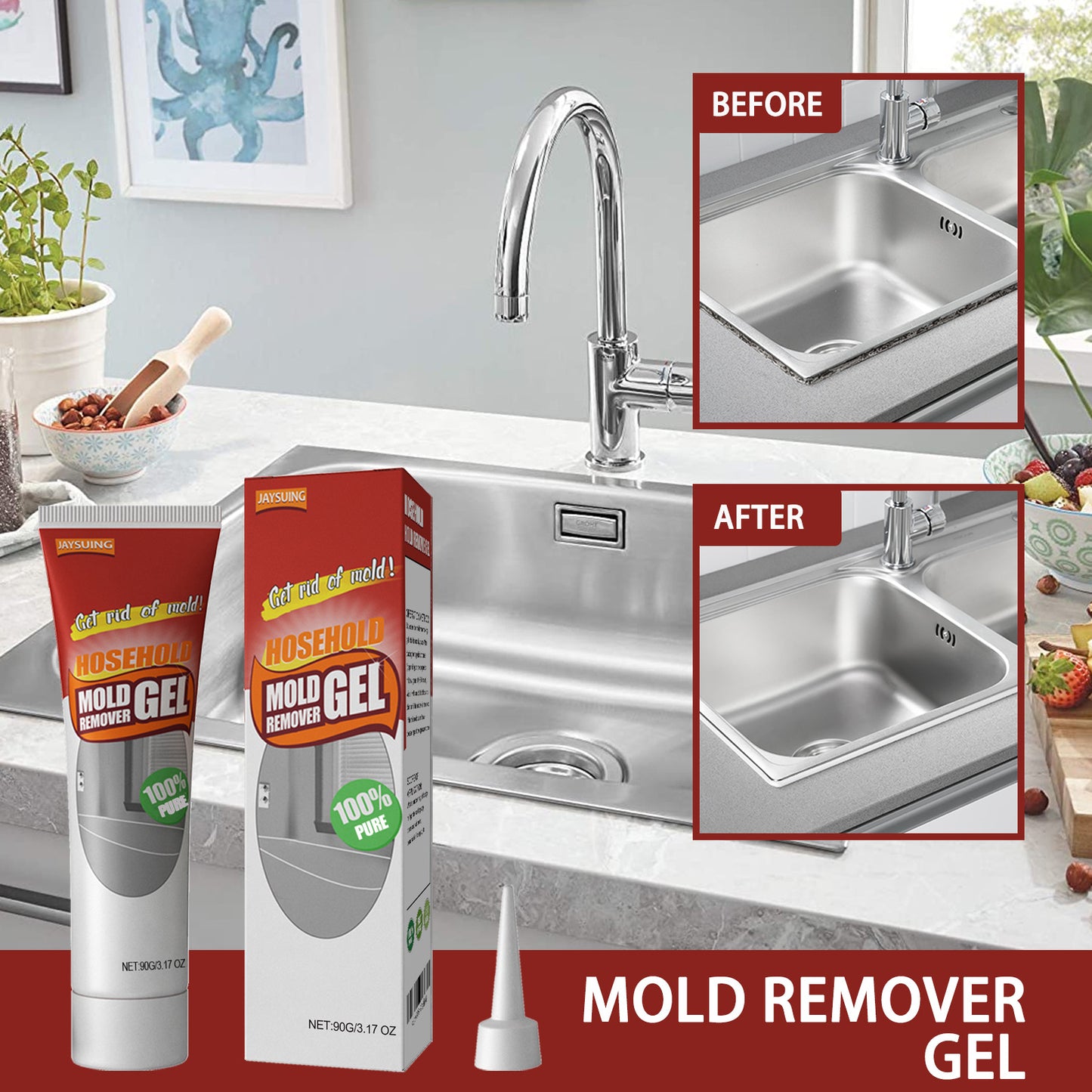 Jaysuing Wall Mold Removal Gel, Wall Wall Bathroom Kitchen White Mold Removal Gel Home & Garden Home Goods Eprolo https://www.cyberehub.com