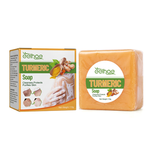 Turmeric Soap, Refreshing Tender Skin Lightening Dark Spot Acne Print Smooth Skin Body Cleansing Soap default title Health Eprolo https://www.cyberehub.com