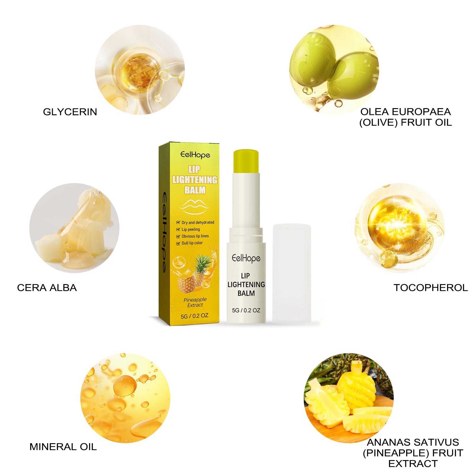 Pineapple Moisturizing Lip Balm Moisturizes, Hydrates, Removes Dead Skin And Prevents Dry, Cracked Lips Health & Beauty Health Eprolo https://www.cyberehub.com