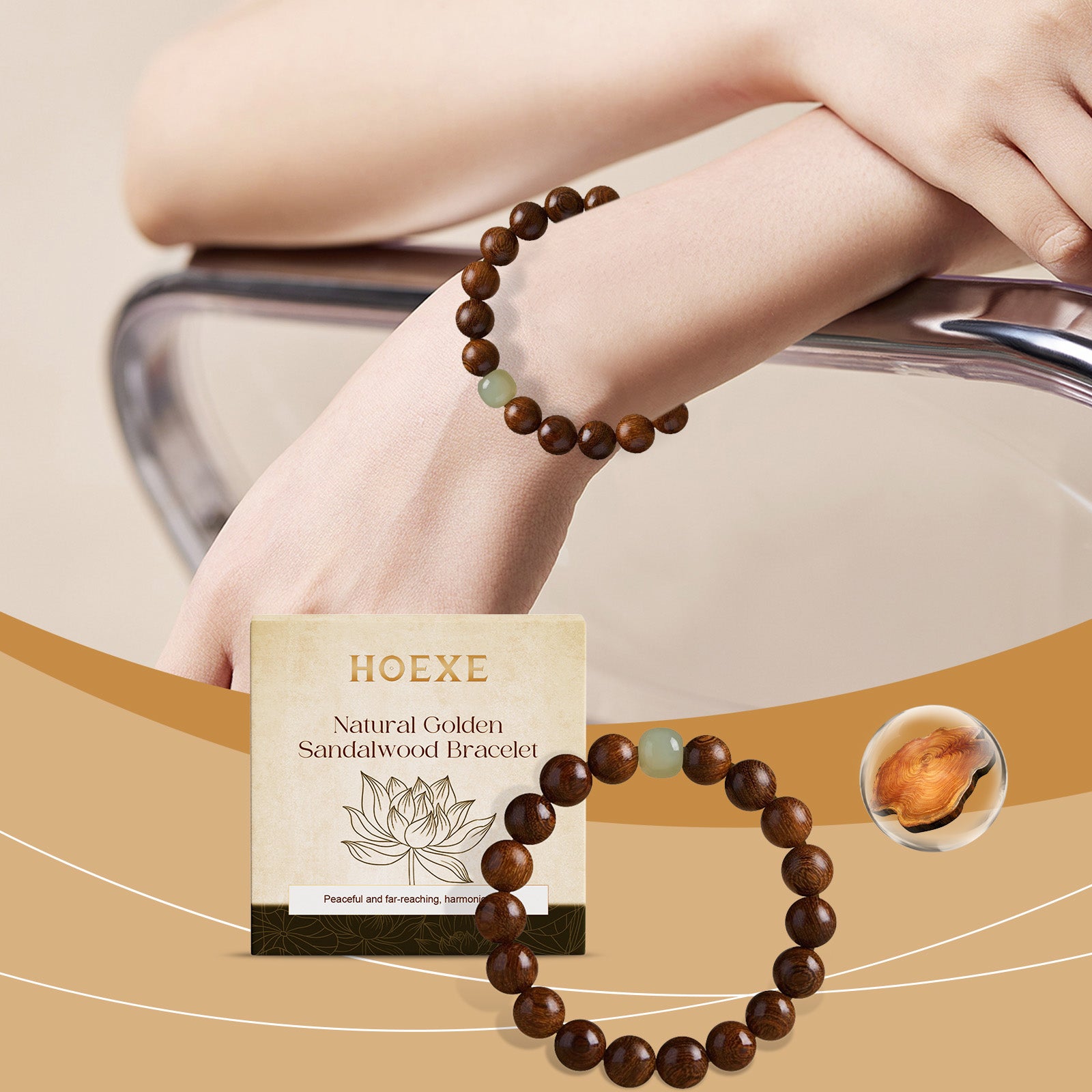 Gold Wire Sandalwood Bead String New Chinese Style Simple Minority Sense Ancient Style Style Play Decorative Bracelet HOEXE eprolo https://www.cyberehub.com