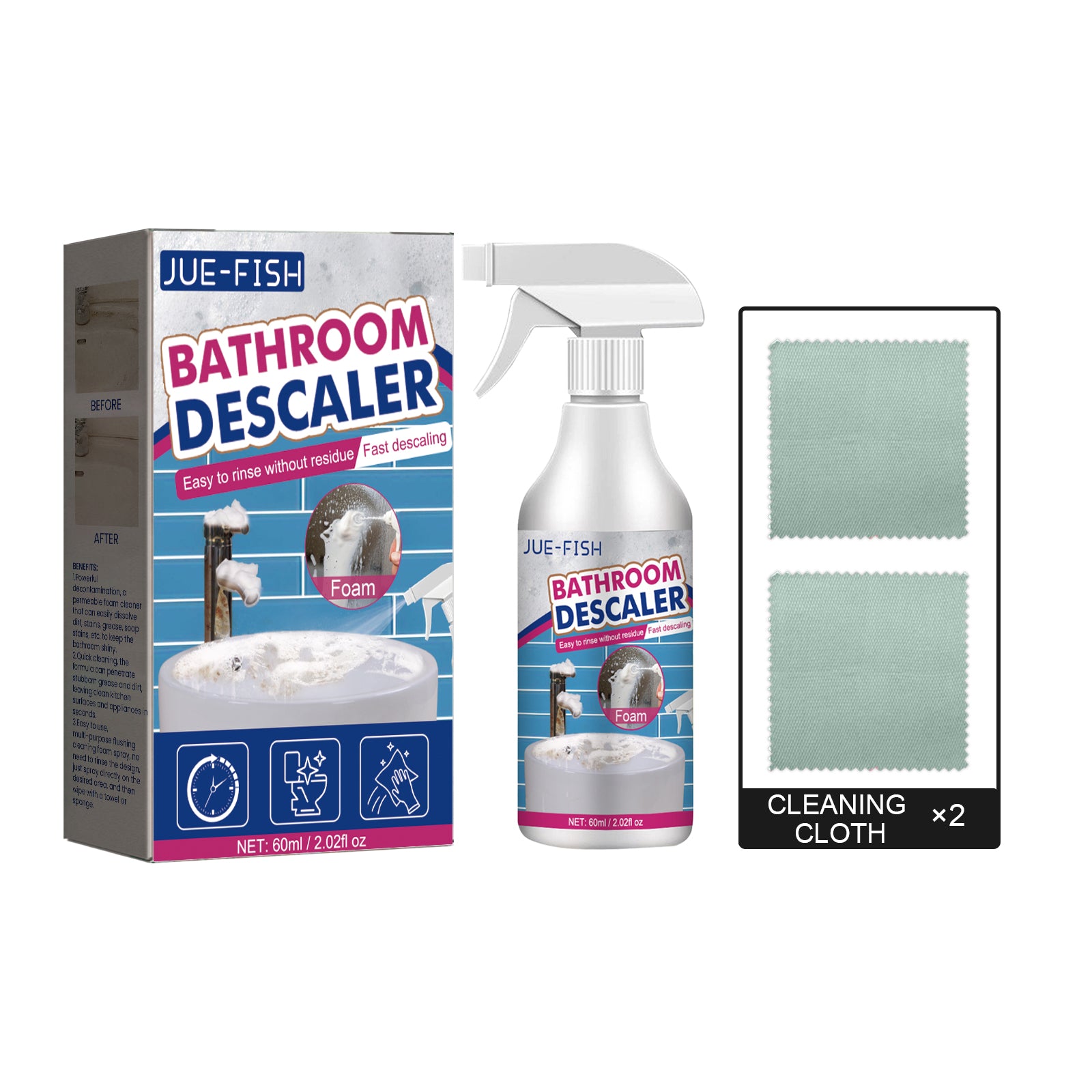 Jue-Fish Bathroom Cleaner, Shower Room Glass Scale Cleaner Stainless Steel Wash Basin Bathtub Decontamination Home & Garden Home Goods Eprolo https://www.cyberehub.com