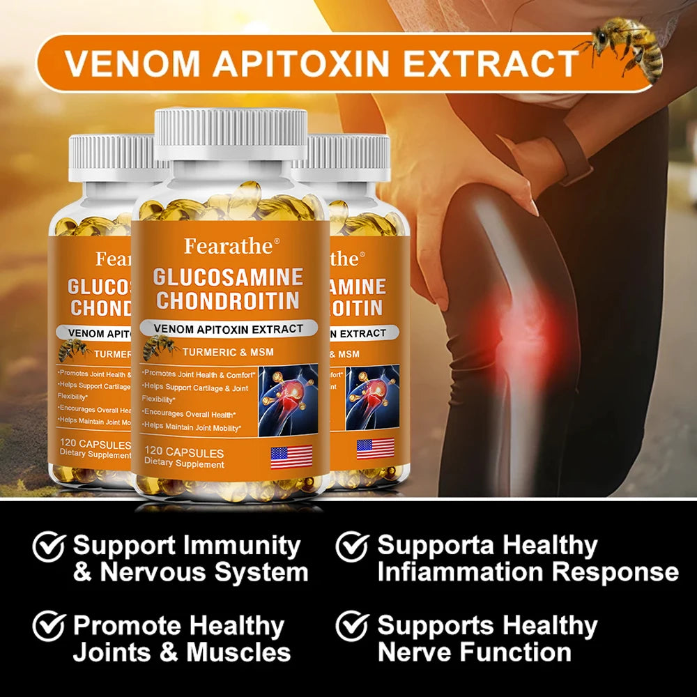 Natural Bee Venom Extract Glucosamine Chondroitin Capsules- Joint Support, Anti-Aging, Anti-Inflammation, Antioxidant, Cartilage Supplements Life Quality Supplements Life Quality https://www.cyberehub.com