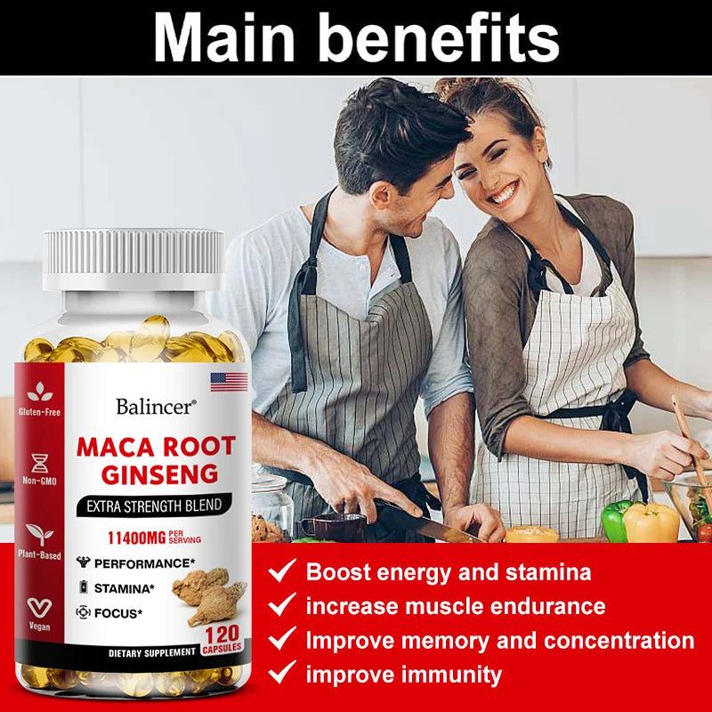 Organic Maca Root + Ginseng Extract Capsules - Stamina & Mood - Energy Supplement for Men and Women Supplements Life Quality Supplements Life Quality https://www.cyberehub.com