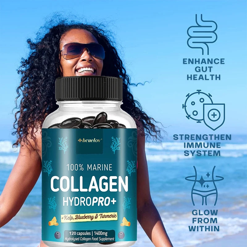 Powerful Marine Collagen - With Hyaluronic Acid, Biotin & Blueberry - 1400mg Complex-Hydrolyzed Type 1-With Vitamins & Minerals Supplements Life Quality Supplements Life Quality https://www.cyberehub.com