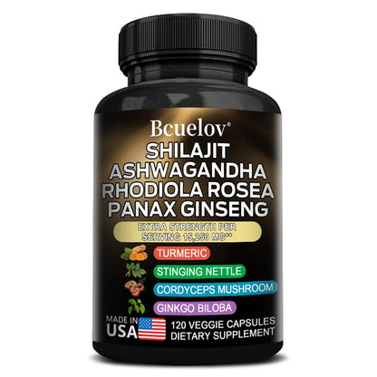 Shilajit Resin Himalaya Capsules - 15250 mg - Combination of Ashwagandha, Ginseng, Cordyceps, Ginkgo, Turmeric United States 120count Supplements Life Quality Supplements Life Quality https://www.cyberehub.com
