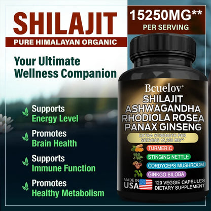 Shilajit Resin Himalaya Capsules - 15250 mg - Combination of Ashwagandha, Ginseng, Cordyceps, Ginkgo, Turmeric Supplements Life Quality Supplements Life Quality https://www.cyberehub.com