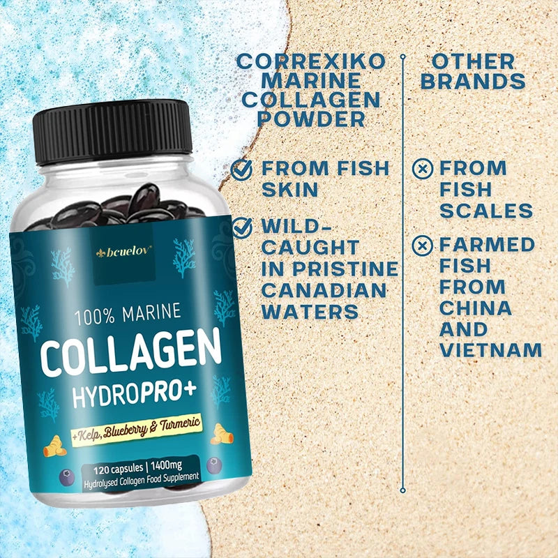 Powerful Marine Collagen - With Hyaluronic Acid, Biotin & Blueberry - 1400mg Complex-Hydrolyzed Type 1-With Vitamins & Minerals Supplements Life Quality Supplements Life Quality https://www.cyberehub.com