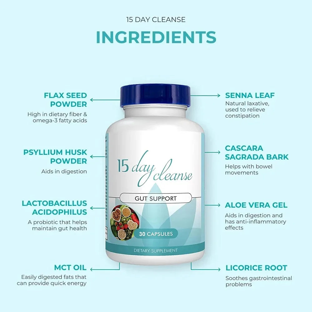 Gut Health Supplements - Improve Digestive Comfort 15 Day Cleanse Detox Gut & Colon Support Capsules Supplements Life Quality Supplements Life Quality https://www.cyberehub.com