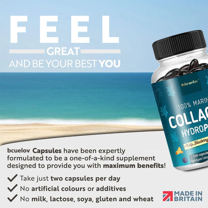 Powerful Marine Collagen - With Hyaluronic Acid, Biotin & Blueberry - 1400mg Complex-Hydrolyzed Type 1-With Vitamins & Minerals Supplements Life Quality Supplements Life Quality https://www.cyberehub.com