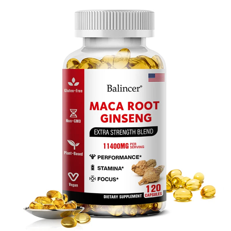 Organic Maca Root + Ginseng Extract Capsules - Stamina & Mood - Energy Supplement for Men and Women 120count United States Supplements Life Quality Supplements Life Quality https://www.cyberehub.com