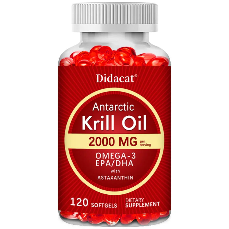 Antarctic Krill Oil 2000 mg 120 Softgels | Omega 3 EPA, DHA, Astaxanthin Supplement from Red Krill - Supports Bone, Heart, Brain 120count United States Supplements Life Quality Supplements Life Quality https://www.cyberehub.com