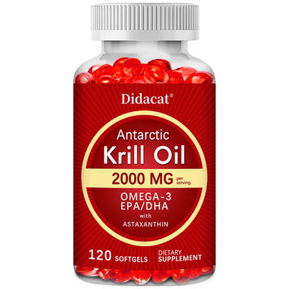Antarctic Krill Oil 2000 mg 120 Softgels | Omega 3 EPA, DHA, Astaxanthin Supplement from Red Krill - Supports Bone, Heart, Brain 120count United States Supplements Life Quality Supplements Life Quality https://www.cyberehub.com
