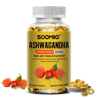 ASHWAGANDHA, Maximum Strength, 5000 Mg, Supports Energy and Mood, Immune System, Stress Response 120count United States Supplements Life Quality Supplements Life Quality https://www.cyberehub.com
