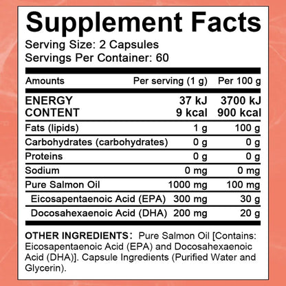 Omega 3 Fish Oil - Pure Salmon Oil, Heart & Brain Health Dietary Supplement - Rich in EPA & DHA, 120 Softgels Supplements Life Quality Supplements Life Quality https://www.cyberehub.com