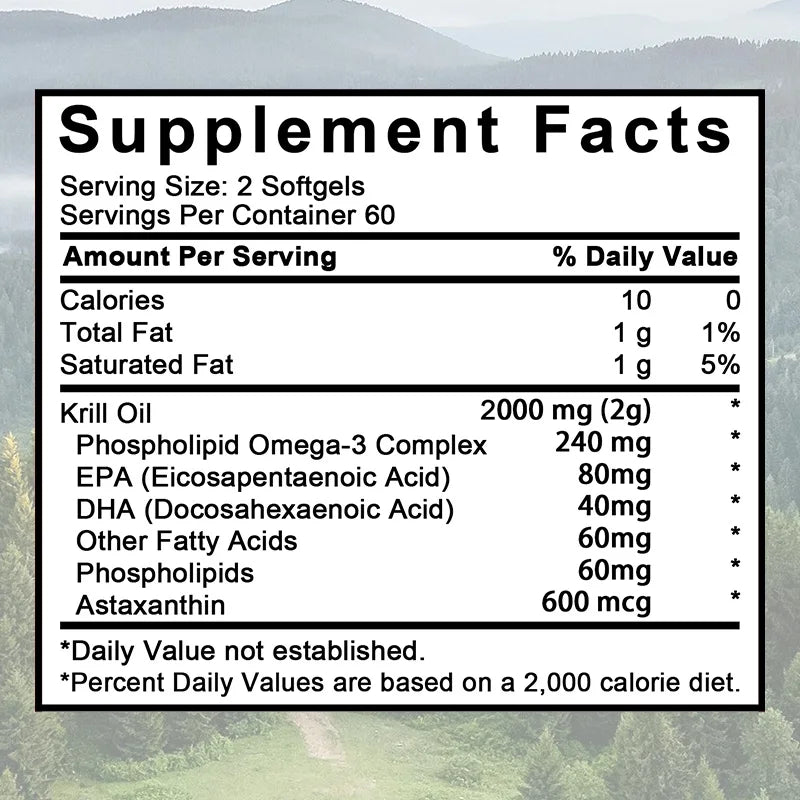 Antarctic Krill Oil 2000 mg 120 Softgels | Omega 3 EPA, DHA, Astaxanthin Supplement from Red Krill - Supports Bone, Heart, Brain Supplements Life Quality Supplements Life Quality https://www.cyberehub.com