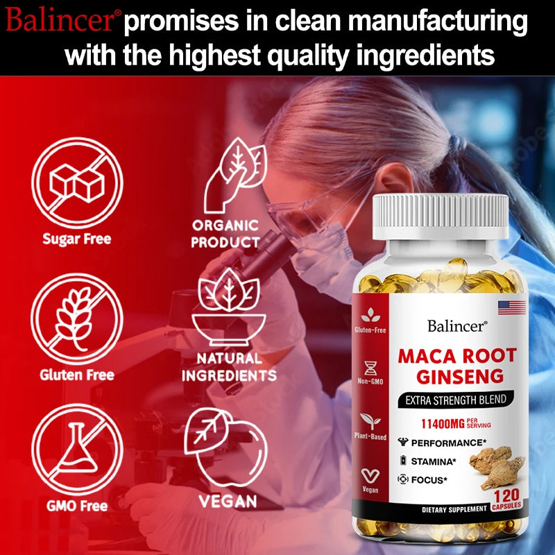 Organic Maca Root + Ginseng Extract Capsules - Stamina & Mood - Energy Supplement for Men and Women Supplements Life Quality Supplements Life Quality https://www.cyberehub.com