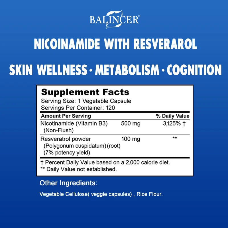Niacinamide, 500 Mg, Vitamin B3 Supplement, for Healthy Hair Skin & Nails, Energy Support, Non-GMO, Vegan Supplements Life Quality Supplements Life Quality https://www.cyberehub.com