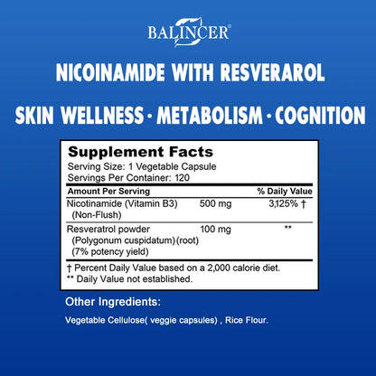 Niacinamide, 500 Mg, Vitamin B3 Supplement, for Healthy Hair Skin & Nails, Energy Support, Non-GMO, Vegan Supplements Life Quality Supplements Life Quality https://www.cyberehub.com