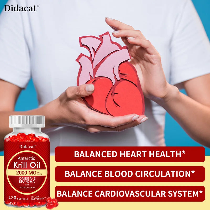 Antarctic Krill Oil 2000 mg 120 Softgels | Omega 3 EPA, DHA, Astaxanthin Supplement from Red Krill - Supports Bone, Heart, Brain Supplements Life Quality Supplements Life Quality https://www.cyberehub.com