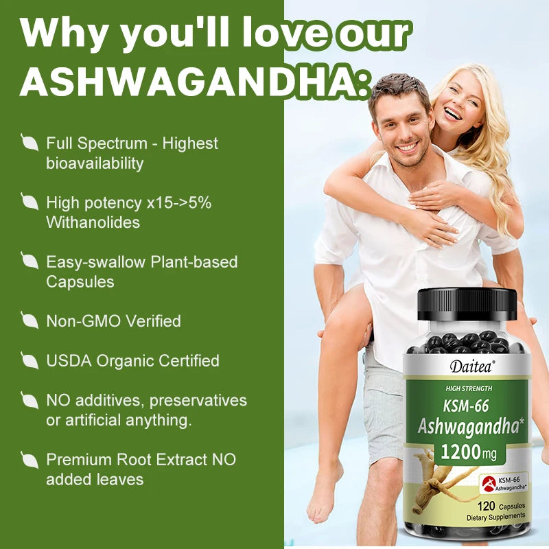 Ashwagandha 1200 mg - Stress Relief Formula, Supports Energy & Focus, 120 Veggie Capsules Supplements Life Quality Supplements Life Quality https://www.cyberehub.com