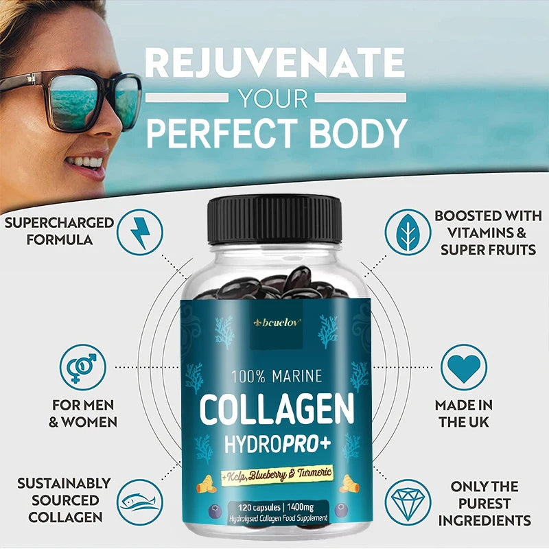 Powerful Marine Collagen - With Hyaluronic Acid, Biotin & Blueberry - 1400mg Complex-Hydrolyzed Type 1-With Vitamins & Minerals Supplements Life Quality Supplements Life Quality https://www.cyberehub.com