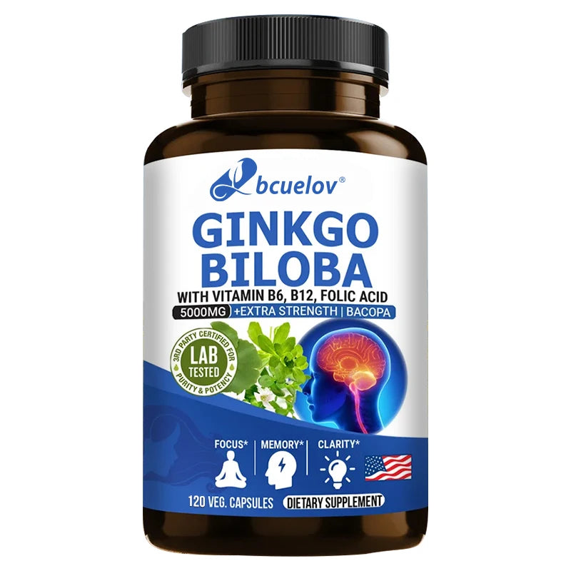 Ginkgo Biloba - Brain Booster - Rich in vitamins B6, B12, folic acid, helps improve concentration and memory, cognitive abilitie 120count United States Supplements Life Quality Supplements Life Quality https://www.cyberehub.com