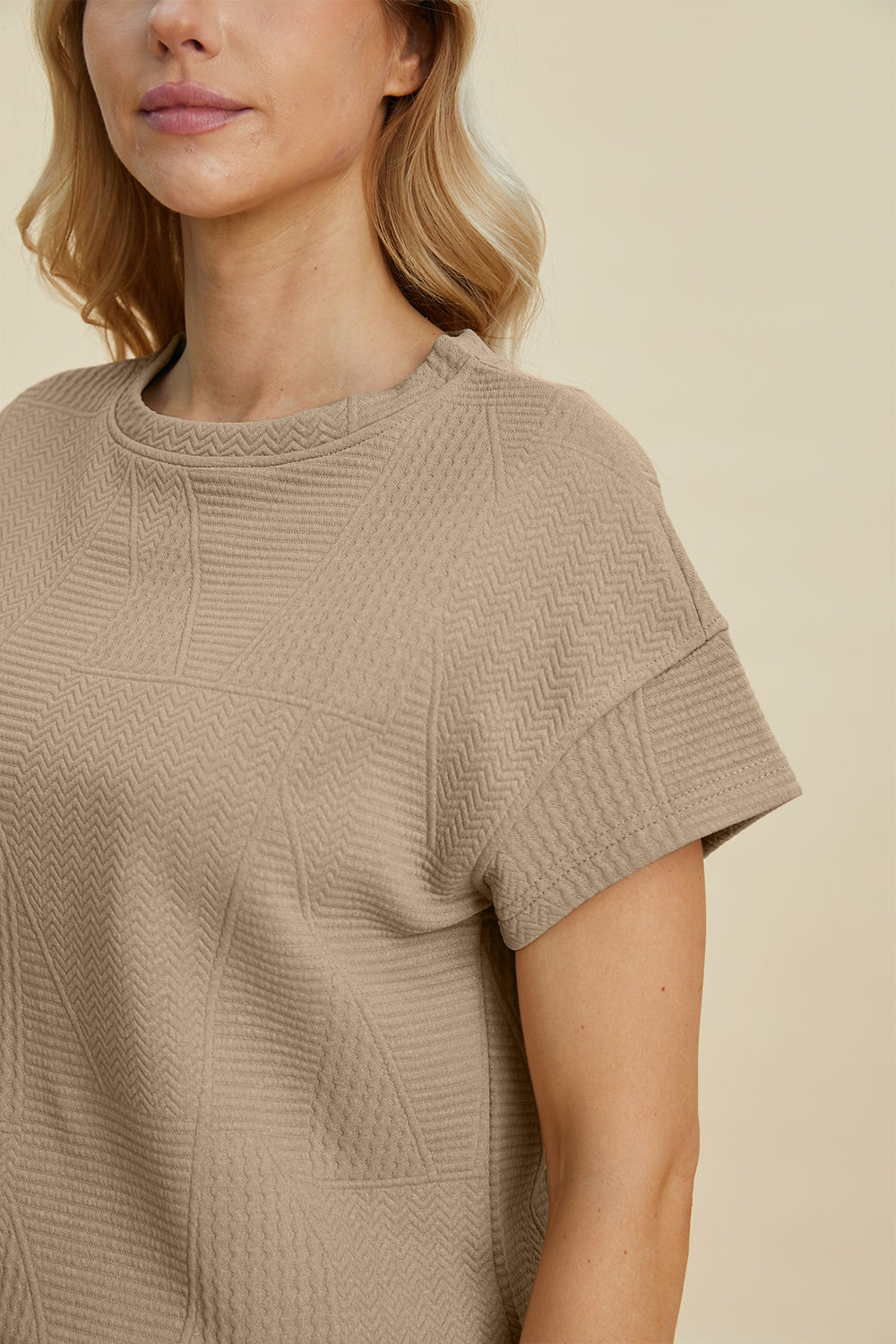 Double Take Full Size Texture Short Sleeve Top and Shorts Set Tops/Jackets/Sweaters Clothing Tops Double Take Outlets 2.20-3.30 Ship from USA TikTok Trendsi USPS Walmart Trendsi https://www.cyberehub.com