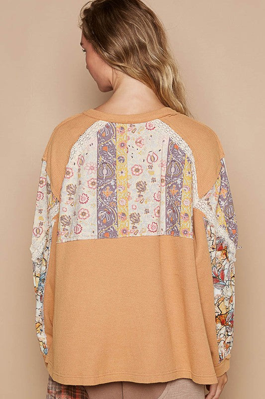 POL Waffle-Knit Lace Detail Round Neck Top Apparel/Tops POL Ship from USA TikTok Tops Trendsi USPS Walmart Walmart Apparel Trendsi https://www.cyberehub.com